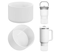 Linkidea 2 Pack Water Bottle Boot Compatible with Stanley Quencher H2.0 20oz/30oz/40oz, IceFlow Flip 20oz/30oz Tumbler, Silicone Bottle Bottom Sleeve Cover Bumper Protector (White)