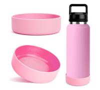 Linkidea 2 Pack Water Bottle Boot Compatible with YETI Rambler Bottle 26oz, Yonder 34oz, Silicone Anti-Slip Bottle Bottom Sleeve Bumper Protector (Light Pink)