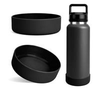 Linkidea 2 Pack Water Bottle Boot Compatible with YETI Rambler Bottle 26oz, Yonder 34oz, Silicone Anti-Slip Bottle Bottom Sleeve Bumper Protector (Black)