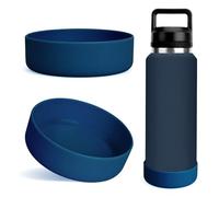 Linkidea 2 Pack Water Bottle Boot Compatible with YETI Rambler Bottle 26oz, Yonder 34oz, Silicone Anti-Slip Bottle Bottom Sleeve Bumper Protector (Navy Blue)