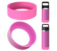Linkidea 2 Pack Water Bottle Boot Compatible with YETI Rambler Jr. Kids 12oz, Rambler Bottle 12oz/18oz, Yonder 20oz, Silicone Anti-Slip Bottle Bottom Bumper Protector (Pink)