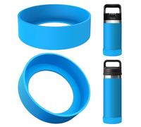 Linkidea 2 Pack Water Bottle Boot Compatible with YETI Rambler Jr. Kids 12oz, Rambler Bottle 12oz/18oz, Yonder 20oz, Silicone Anti-Slip Bottle Bottom Bumper Protector (Blue)