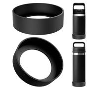 Linkidea 2 Pack Water Bottle Boot Compatible with YETI Rambler Jr. Kids 12oz, Rambler Bottle 12oz/18oz, Yonder 20oz, Silicone Anti-Slip Bottle Bottom Bumper Protector (Black)