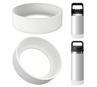 Linkidea 2 Pack Water Bottle Boot Compatible with YETI Rambler Jr. Kids 12oz, Rambler Bottle 12oz/18oz, Yonder 20oz, Silicone Anti-Slip Bottle Bottom Bumper Protector (White)