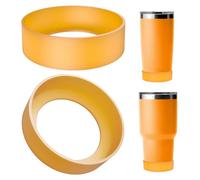 Linkidea 2 Pack Water Bottle Boot Compatible with YETI Tumbler 20oz/30oz, Travel Mug 20oz/30oz, Silicone Anti-Slip Waterbottle Bottom Sleeve Cover Protector (Orange)