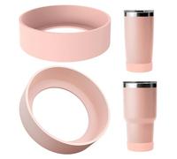 Linkidea 2 Pack Water Bottle Boot Compatible with YETI Tumbler 20oz/30oz, Travel Mug 20oz/30oz, Silicone Anti-Slip Waterbottle Bottom Sleeve Cover Protector (Ice Pink)