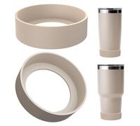 Linkidea 2 Pack Water Bottle Boot Compatible with YETI Tumbler 20oz/30oz, Travel Mug 20oz/30oz, Silicone Anti-Slip Waterbottle Bottom Sleeve Cover Protector (Champagne)
