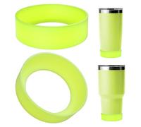 Linkidea 2 Pack Water Bottle Boot Compatible with YETI Tumbler 20oz/30oz, Travel Mug 20oz/30oz, Silicone Anti-Slip Waterbottle Bottom Sleeve Cover Protector (Chartreuse)