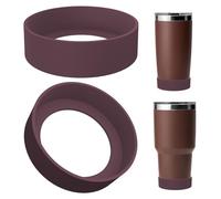 Linkidea 2 Pack Water Bottle Boot Compatible with YETI Tumbler 20oz/30oz, Travel Mug 20oz/30oz, Silicone Anti-Slip Waterbottle Bottom Sleeve Cover Protector (Coffee)