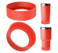 Linkidea 2 Pack Water Bottle Boot Compatible with YETI Tumbler 20oz/30oz, Travel Mug 20oz/30oz, Silicone Anti-Slip Waterbottle Bottom Sleeve Cover Protector (Red)