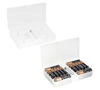 Linkidea 2 Packs Battery Storage Case with Tester, Portable Battery Organizer Case, Single Battery Holder Storage Box for 20 AA or 20 AAA (White)