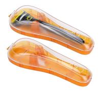 Linkidea 2 Pcs Portable Travel Razor Holder, Protective Razor Case Compatible with Fusion 5 ProGlide, Sensor 3, SkinGuard, Pace 6 Pro (Orange)