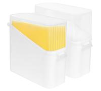 Linkidea 2 Pcs Sliced Cheese Storage Box, Plastic Food Container with Clear Flip Lids, Keeps Food or Butter Fresh in Fridge (White)