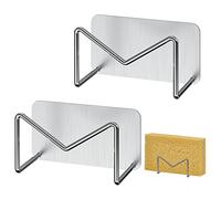 Linkidea 2 Pcs Sponge Dish Holder for Sink, Stainless Steel Sink Caddy Organizer, Self Adhesive Sponge Holder for Kitchen