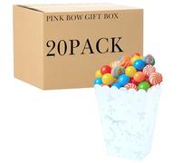 Linkidea 20 Pcs Blue Popcorn Boxes with Bows, Candy Treat Boxes for Party Favors, Bow Gift Boxes for Girls Birthday, Cheer, Bachelorette Party Supplies