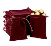 Linkidea 25 Pcs Velvet Drawstring Bags, Burgundy Small Gift Pouches for Jewelry, Candy, Wedding, Luxury Gift Pouches for Favors, Party, Christmas Packaging