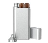 Linkidea 2oz Stainless Steel Hip Flask with Cigar Tube and Funnel, Portable Travel Case Fits 50 Ring Gauge, Gift for Men (Silver)