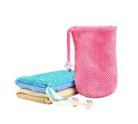Linkidea 3 Pack Mesh Soap Scrubber Pouch, Soap Saver Bag, Soap Pouch for Shower, Mesh Soap Saver Bags with Drawstring for Shower Bathroom (Pink, Blue, Yellow)