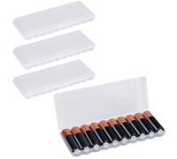 Linkidea 4 Pack AA Battery Storage Organizer Box, Holds 10 AA Batteries, Pocket Portable Battery Case, Compact Battery Holder for Travel (Clear)