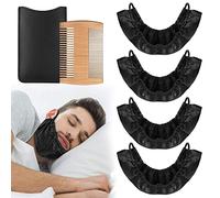 Linkidea 4 Pack Beard Bandana and Facial Beard Comb, XL Size Men Beard Guard Cover, Bedtime Beard Bib Apron Bonnet (Black)