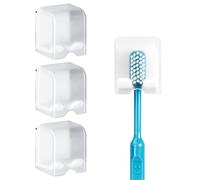 Linkidea 4 Pack Toothbrush Holder Wall Mounted with Cover, Hanging Stand for Dorm, Bathrooms, Shower, RV, Compatible with Colgate Optic White, Extra Clean, Oral-b Cross Action(White)