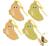 Linkidea 4 Pack Toothbrush Travel Cover with Toothpaste Dispenser, Portable Brush Head Protector, Cute Banana Shape Silicone Cap Compatible with Gum, Colgate Kids Toothbrush (Yellow&Green)