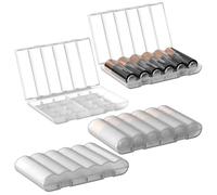 Linkidea 4 Pack Waterproof AA Battery Storage Case, Portable Organizer Holds 6 Batteries, Compact Travel-Friendly Design for Home, Camping, Electronics Accessories (Clear)
