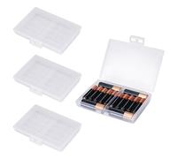 Linkidea 4 Pack Waterproof AAA Battery Organizer Box, Travel Storage Case Holds 10 AAA and AA Batteries, Portable & Durable Container for Home/Camping (Clear)