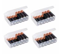 Linkidea 4Pcs Small AA Battery Storage Organizer Boxes - Holds 12 AA Batteries Each, Waterproof Portable Battery Case with Rope Hole