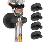 Linkidea 5 Pack Wall Mount Razor Stand for Bathroom, Self Adhesive Shaving Accessory Holder, Compatible with Gillette Fusion 5, Dorco Pace 6 Pro (Dark Grey)