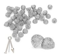 Linkidea 50 Pcs Stainless Steel Cigartte Pipe Screens Ball Accessories, 0.5 Inch Pipe Metal Clean Screen, Reusable Filters Combustion Tools Self-Adjustable (Silver)