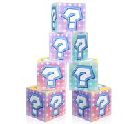 Linkidea 6 Pack Colorful Mystery Question Mark Display Boxes, Gradient Theme Surprise Props for Birthday, Festival Events, Game Rewards & Queue Party Decoration (11.8 x 11.8 inch)
