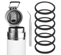 Linkidea 6 Pack Water Bottle Gasket Replacement Compatible with Stanley Quick Flip GO 24oz/36oz Waterbottle, Silicone O Ring Leak Proof Rubber Seal with Tweezer for Bottle Lid, Black