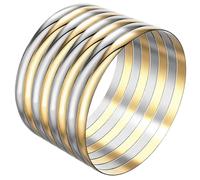 Linkidea 8-Piece Gold & Silver-Tone Bangle Set for Women, Size M, 65mm/2.55 in Inner Diameter, 6mm Wide Fixed Stainless Steel Stackable Bracelets