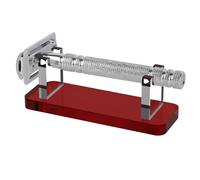 Linkidea Acrylic Razor Stand Holder for Men, Bathroom Organizer Easy to Clean, Compatible with Long Handle Safety Razors Viking Blade Chief, MK-23C, Henson AL13, Shaving Revolution (Red)