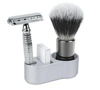 Linkidea Aluminum Safety Razor Stand Holder for Men, 14mm Opening, Compact Shaving Brush & Razor Stand, Compatible with Merkur 34C, Muhle R89, Vikings Blade (Silver/Stand Only)