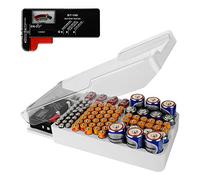 Linkidea Battery Organizer Storage Case with Tester - Holds 93 Batteries (AAA, AA, 9V, C, D, Button) for Home, Office, and Workshop