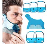 Linkidea Beard Shaping & Styling Tool with Comb, Beard Trimmer Template for Men, Clear Mustache Sideburns Outliner Stencil Lineup for Jaw Cheek Neck (Blue)