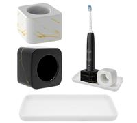 Linkidea Ceramic Electric Toothbrush Holder with Tray, Tooth Brush Stand for Standard Handle, Countertop Organizer Compatible with Philips Sonicare ProtectiveClean, Oral-B iO Series