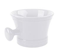 Linkidea Ceramic Shaving Mug with Knob Handle, Deep Lathering Bowl for Men, Wet Shaving Cup Compatible with Shaving Brushes, Razor Soap & Cream Holder, Grooming Accessory (White)