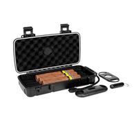 Linkidea Cigar Case Set for Travel, Portable Humidor with Ring, V-Cut & Punch Cutters, Waterproof & Airtight Cigar Accessories Gift for Men (Black)