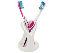 Linkidea Countertop Manual Toothbrush Holder for Bathroom, Unique Ceramic Vanity Organizer Stand Compatible with Oral-B CrossAction, Colgate Extra Clean, Reach Essentials Toothbrush (White)