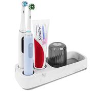 Linkidea Countertop Toothbrush Holder, Diatomite Tooth Brush Stand for Manual Toothbrush, Toothpaste, Razor, Vanity Organizer Compatible with Philip Sonicare, Oral-B iO Series (White)