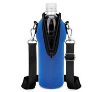 Linkidea Disposable Water Bottle Carrier with Strap Compatible with Smartwater 16.9/20Fl Oz, Insulated Neoprene Plastic Bottled Water Cover Holder with Clip for Backpack (Blue)