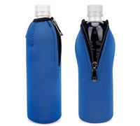 Linkidea Disposable Water Bottle Sleeve Compatible with Smartwater 16.9/20Fl Oz, Evian 16.9Fl Oz, Insulated Neoprene Plastic Bottled Water Cover with Lockable Zipper (1 Pack/Blue)