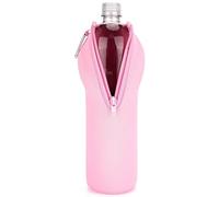 Linkidea Disposable Water Bottle Sleeve Compatible with Smartwater 33.8 Fl Oz, LIFEWTR 33.8 Fl Oz, Insulated Neoprene Plastic Bottled Water Cover Holder with Lockable Zipper (1 Pack/Pink)