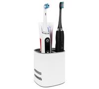 Linkidea Electric Tooth Brush Holder for Bathroom, Plastic Organizer for Toothpaste, 3 Slots Countertop Stand Compatible with Oral-B iO Series, Philips Sonicare ProtectiveClean (Grey Frame)