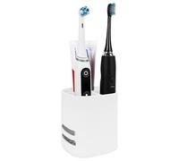 Linkidea Electric Tooth Brush Holder for Bathroom, Plastic Organizer for Toothpaste, 3 Slots Countertop Stand Compatible with Oral-B iO Series, Philips Sonicare ProtectiveClean (White Frame)