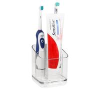 Linkidea Electric Tooth Brush Holder for Bathroom, Plastic Organizer for Toothpaste, 3 Slots Wallmount Stand Compatible with Oral-B iO Series, Philips Sonicare ProtectiveClean (Clear)