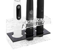Linkidea Electric Tooth Brush Holder for Shower, Bathroom, Acrylic 3 Slots Countertop Organizer for Power Toothbrush Compatible with Oral-B iO Series, Philips Sonicare, 7AM2M